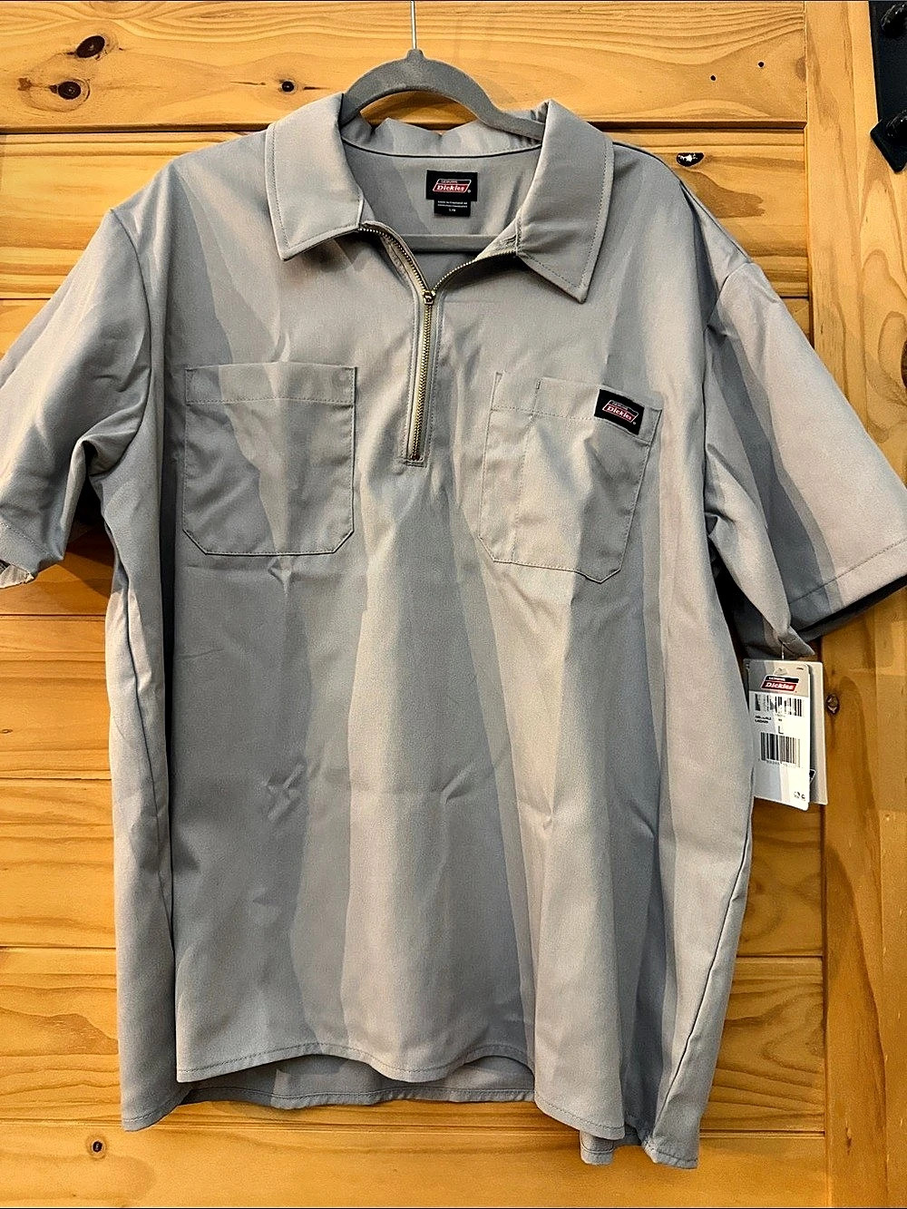 Dickies Genuine Dickies 1/4 Zip Short Sleeve Workwear Shirt Men's Gray Zip Front
